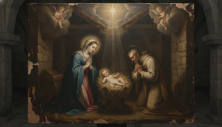 Christmas: The Nativity of Our Lord — ancient Catholic altarpiece