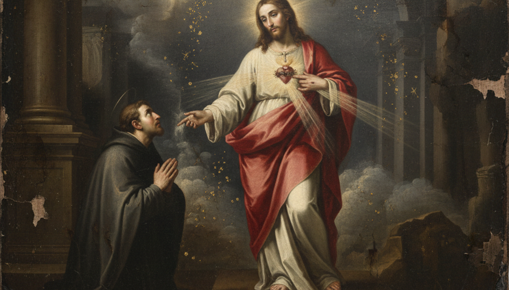 The Efficacious Novena to the Sacred Heart of Jesus — ancient Catholic altarpiece