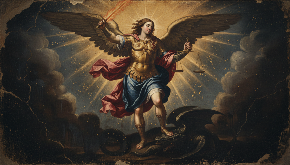 Novena de São Miguel Arcanjo — antiga pintura católica