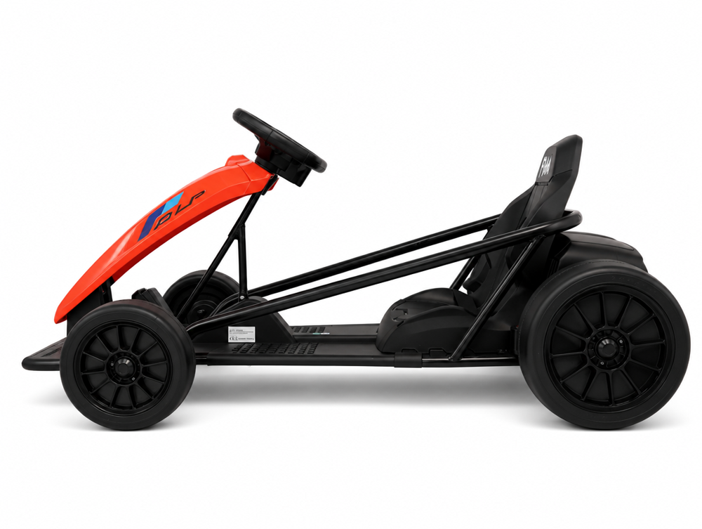 Drift Kart 24V enfant — détail châssis et roues EVA