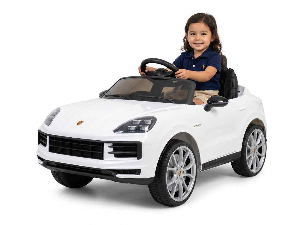 Porsche Cayenne enfant 12V noir vue avant phares LED