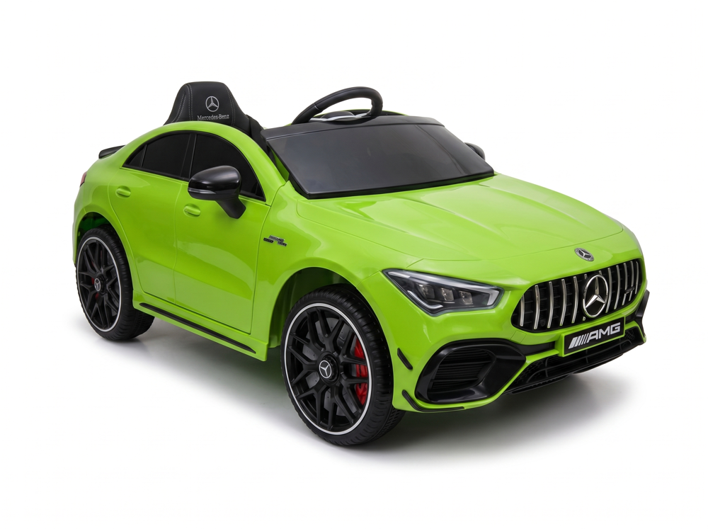 Mercedes CLA 45 AMG enfant 12V — vue 3/4 noir métallisé