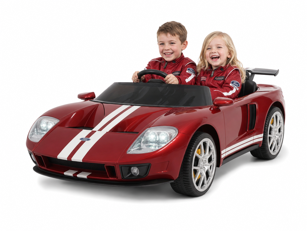 Ford GT enfant électrique 24V biplace, bandes blanches et badge GT